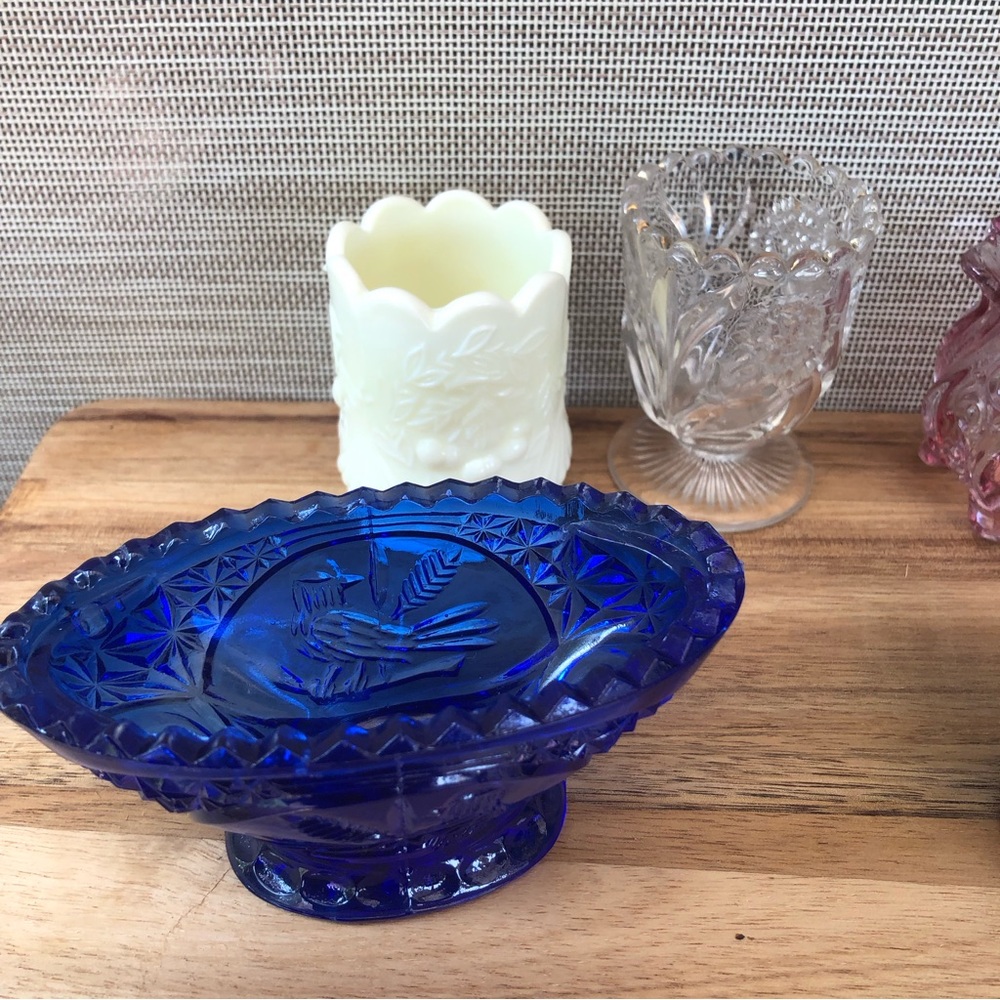 EAPG Early American Pressed Glass Collection Toothpick Holders Mini Creamer - Picture 2 of 6
